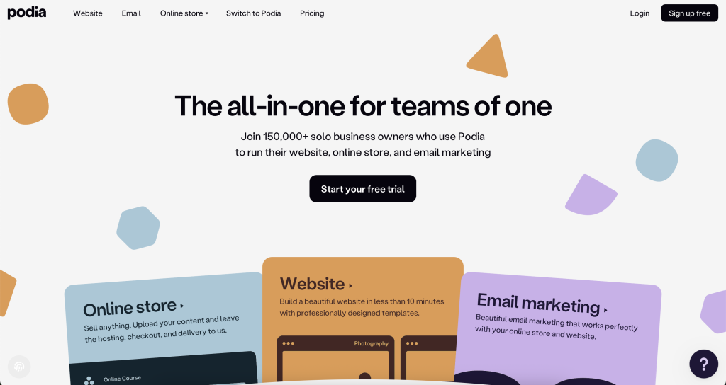 Podia Homepage
